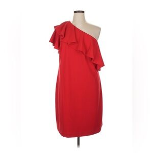 Vince Camuto Red Asymmetrical Ruffled Cocktail Dress
